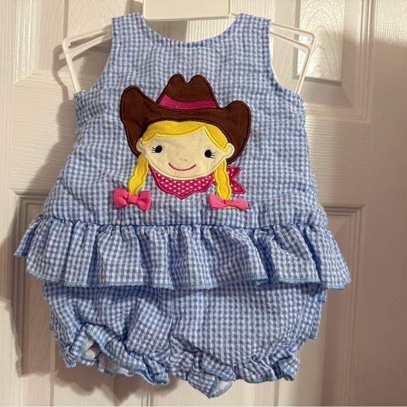 Gingham Cowgirl Diaper Set - Picture 1 of 7